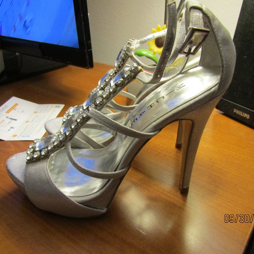 Silver and Rhinestone Heels - Picture 3 of 4